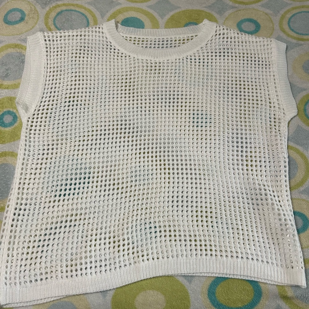 White Knitted Acrylic Sweater 3X